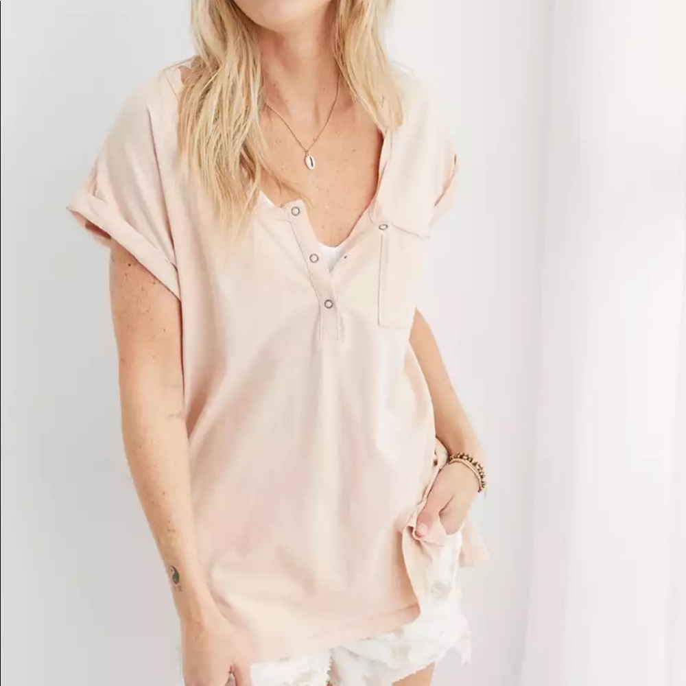 Aerie oversized Henley shirt NWT XS